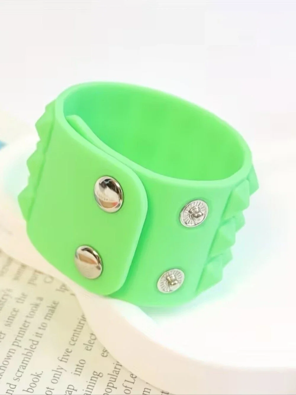 Green Silicone Stud Bracelet